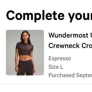 lululemon athletica Brown Nulu Crewneck Cropped T-Shirt